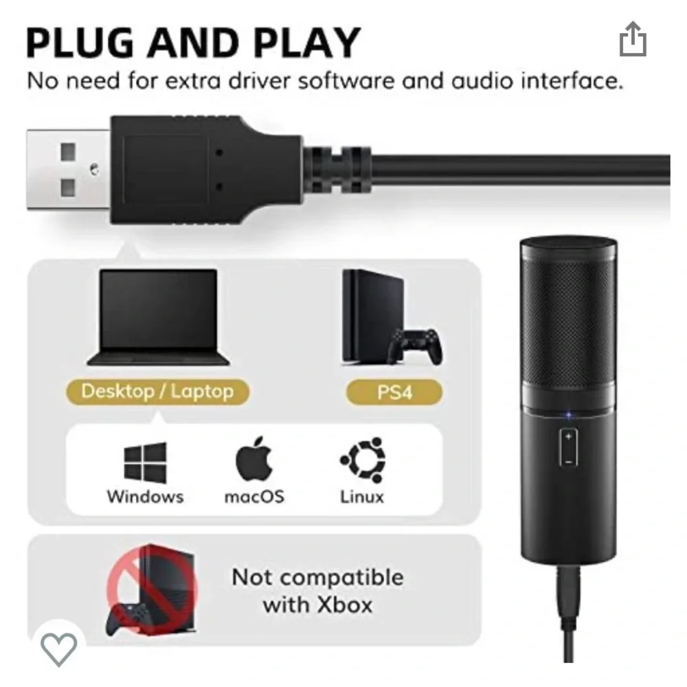 New Microphone PC Computer Mic Kit for Gaming Studio Recording Video